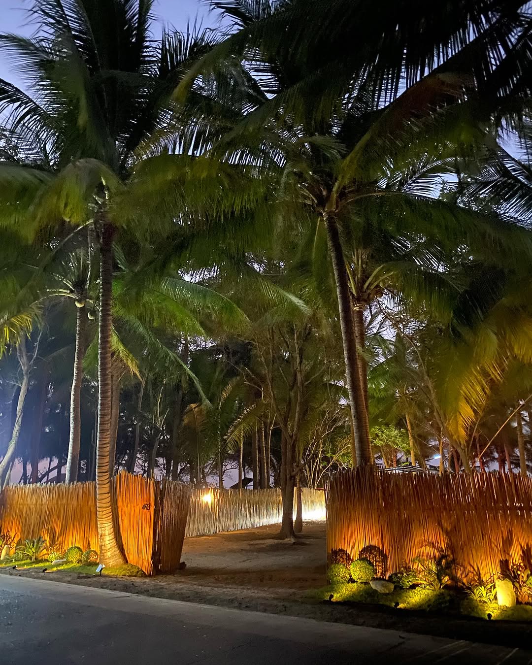 The Frame Bolinao — nighttime entrance, atmospheric